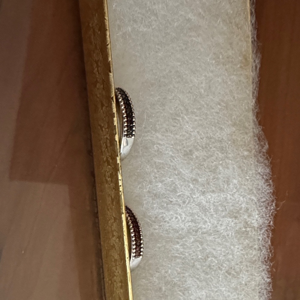 Pair of Silver-Tone Ear Clips with Brown Rhinestones